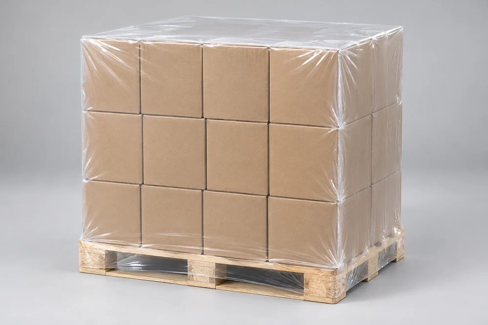 Kartonpalette mit klarer Haube